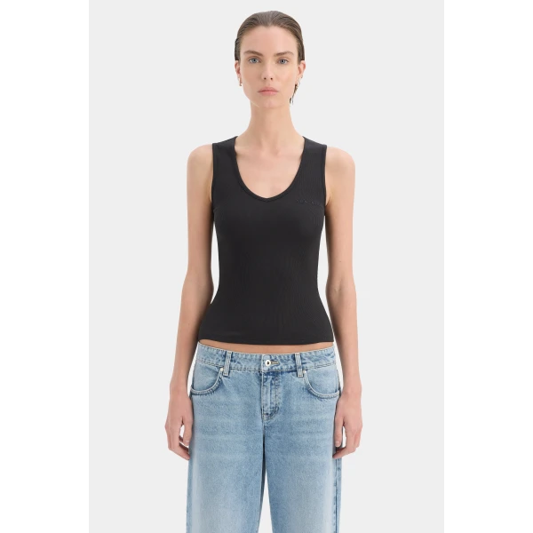 SIR the Label Yes SIR. Ribbed Tank in Black | Sleeveless | Coveti