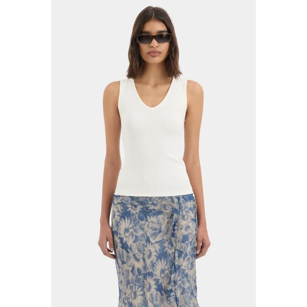 SIR the Label Yes SIR. Ribbed Tank in Ivory | Sleeveless | Coveti