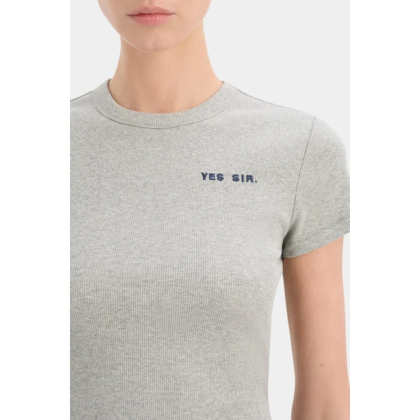 SIR the Label Yes SIR. Ribbed Tee in Grey Marle | T-shirts | Coveti