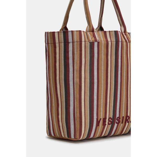 SIR the Label Yes SIR. Tote Bag in Terracotta Stripe | Totes & Top-Handle Bags | Coveti