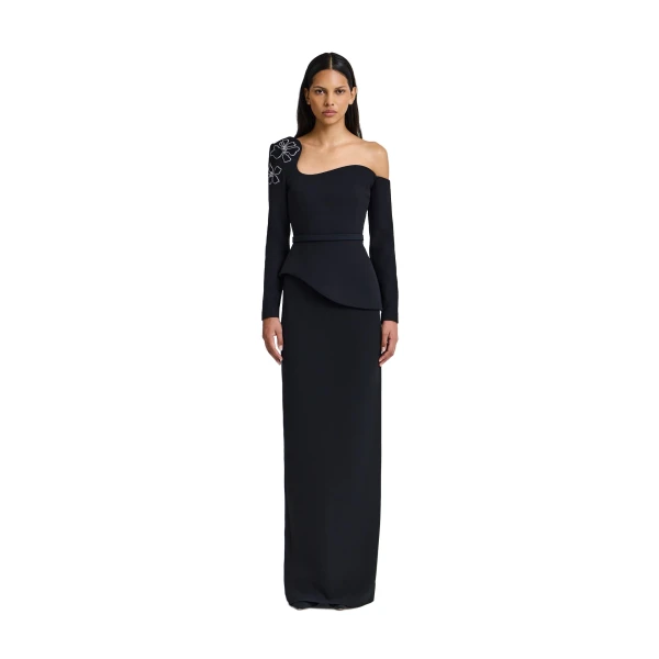 Safiyaa Aime Embroidered Top in Black | Tops | Coveti