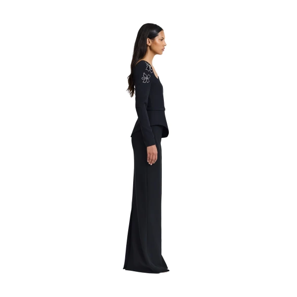 Safiyaa Aime Embroidered Top in Black | Tops | Coveti