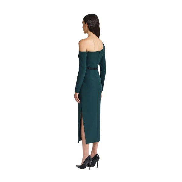 Safiyaa Amia Embroidered Midi Dress in Darkest Spruce | Midi Dresses | Coveti