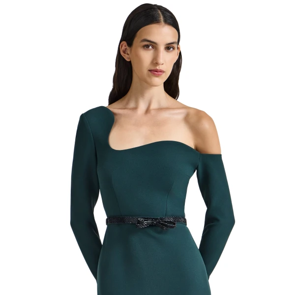 Safiyaa Amia Embroidered Midi Dress in Darkest Spruce | Midi Dresses | Coveti