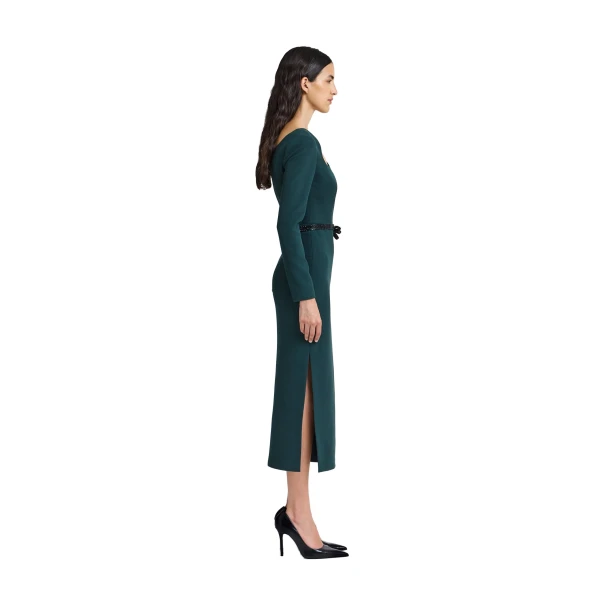 Safiyaa Amia Embroidered Midi Dress in Darkest Spruce | Midi Dresses | Coveti