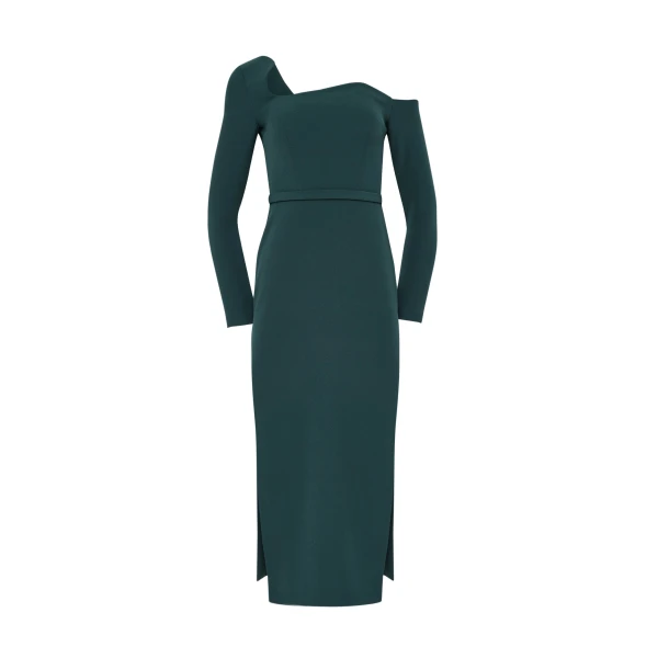 Safiyaa Amia Midi Dress in Darkest Spruce | Midi Dresses | Coveti