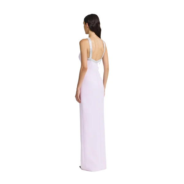 Safiyaa Ardine Embroidered Long Dress in Lilac Snow | Maxi Dresses | Coveti
