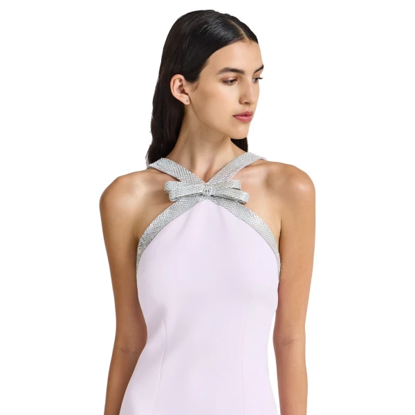 Safiyaa Ardine Embroidered Long Dress in Lilac Snow | Maxi Dresses | Coveti