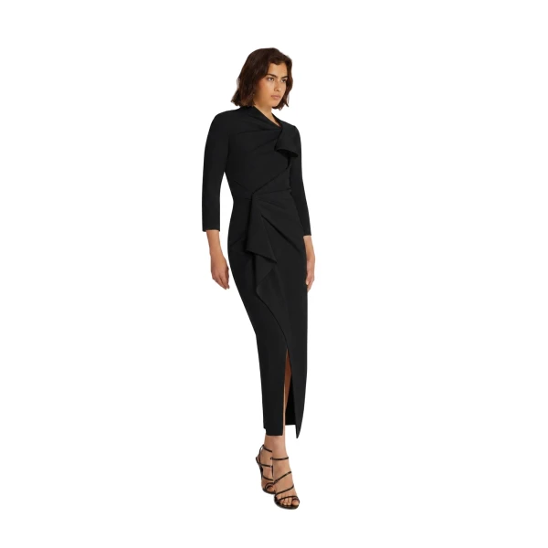 Safiyaa Avery Midi Dress in Black | Midi Dresses | Coveti