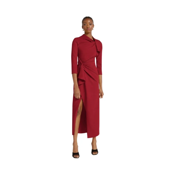 Safiyaa Avery Midi Dress in Rhubarb | Midi Dresses | Coveti