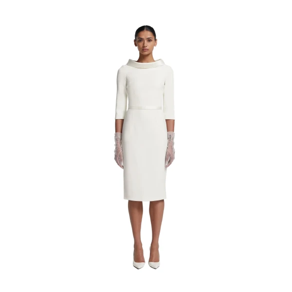 Safiyaa Deja Gloves in Ivory with Crystal Embellishment | Gloves | Coveti