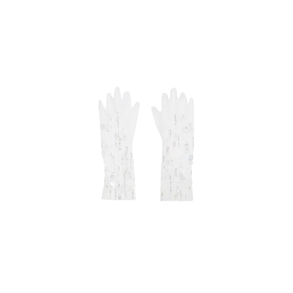 Deja Gloves in Ivory with Crystal Embellishment