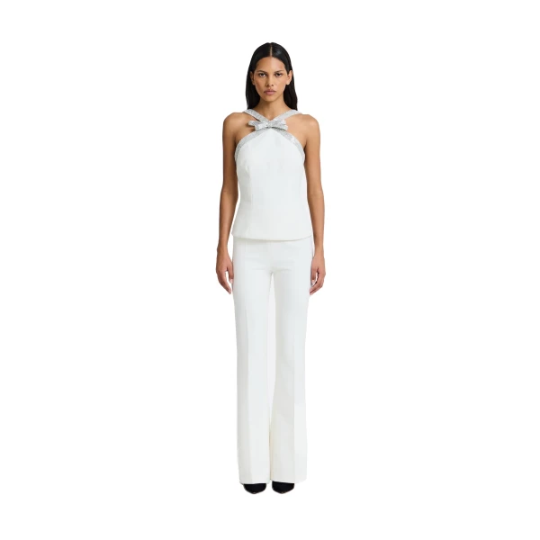 Safiyaa Dienna Embroidered Top in Ivory | Tops | Coveti
