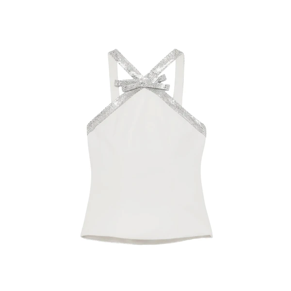 Safiyaa Dienna Embroidered Top in Ivory | Tops | Coveti