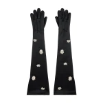 Safiyaa Elda Gloves in Black with Crystal | Gloves | Coveti