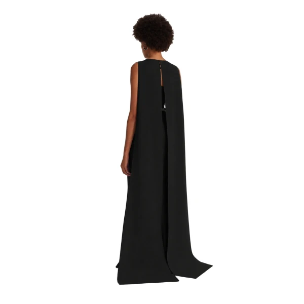 Safiyaa Ginevra Long Dress in Black with Crystal | Maxi Dresses | Coveti