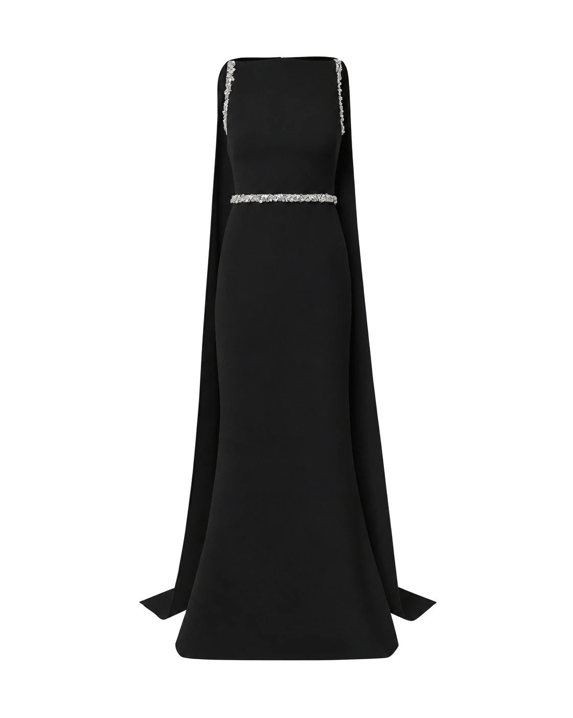 Safiyaa Ginevra Long Dress in Black with Crystal Safiyaa Ginevra Long Dress in Black with Crystal | Maxi Dresses | Coveti