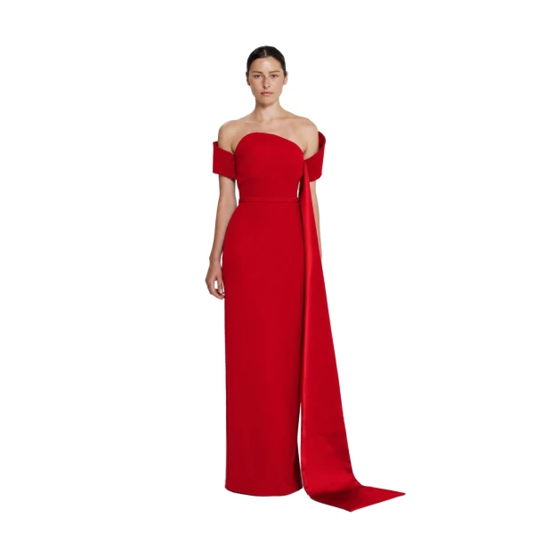 Safiyaa Giorgia Long Dress in Dazzling Red | Maxi Dresses | Coveti