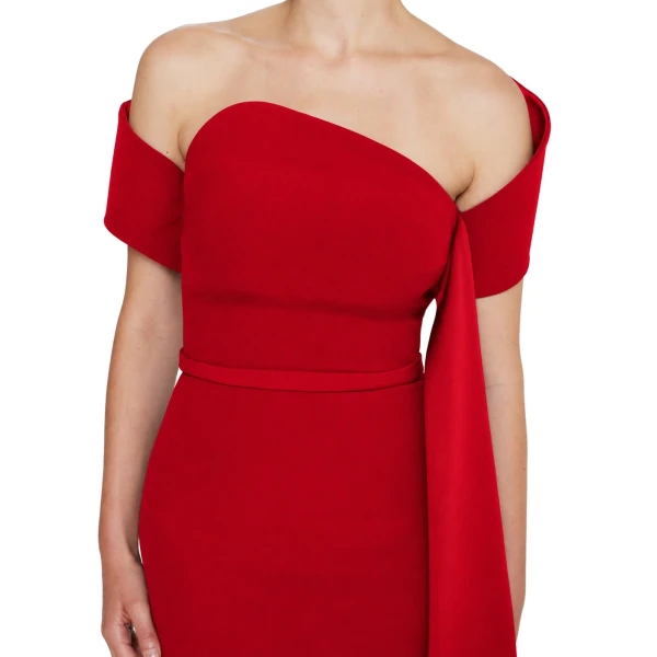 Safiyaa Giorgia Long Dress in Dazzling Red | Maxi Dresses | Coveti