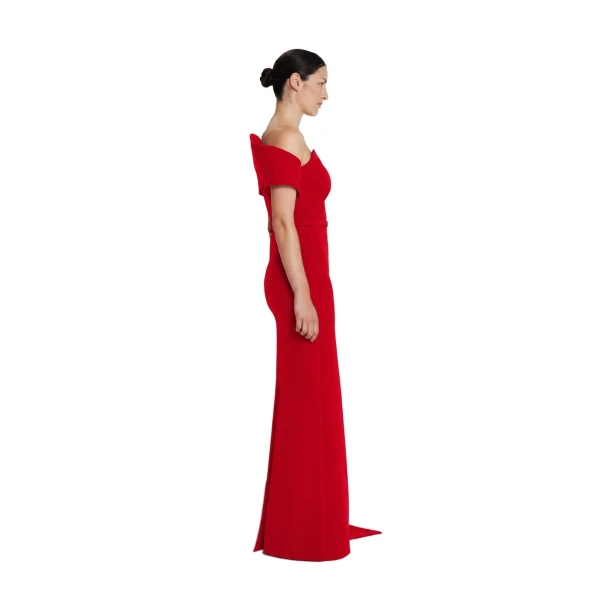 Safiyaa Giorgia Long Dress in Dazzling Red | Maxi Dresses | Coveti