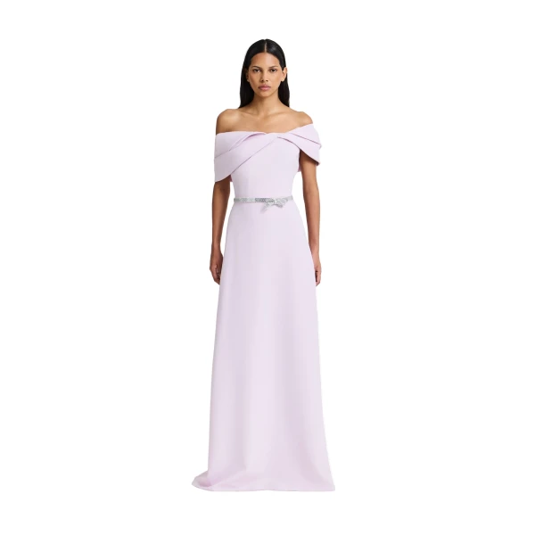 Safiyaa Jahna Embroidered Long Dress in Lilac Snow | Maxi Dresses | Coveti