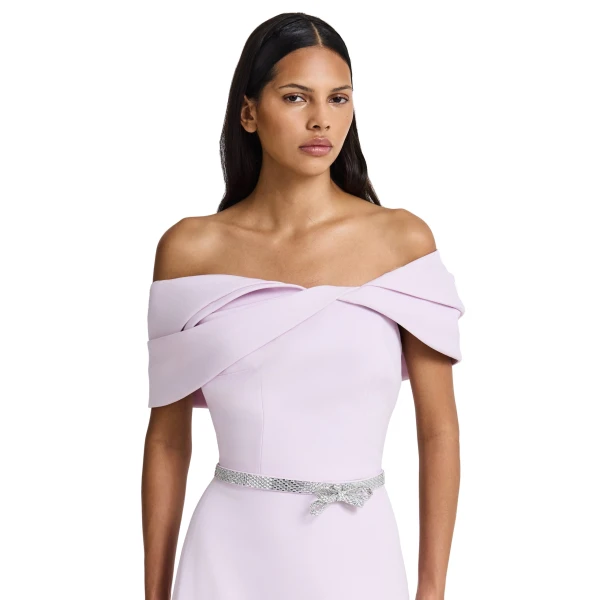 Safiyaa Jahna Embroidered Long Dress in Lilac Snow | Maxi Dresses | Coveti