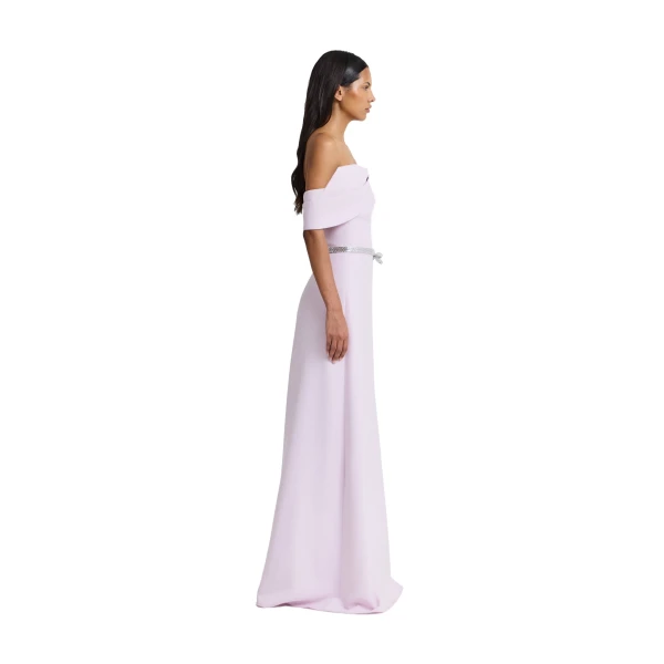 Safiyaa Jahna Embroidered Long Dress in Lilac Snow | Maxi Dresses | Coveti