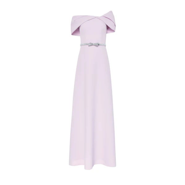 Jahna Embroidered Long Dress in Lilac Snow