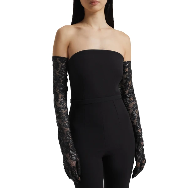 Safiyaa Long Gloves in Black Lace | Gloves | Coveti