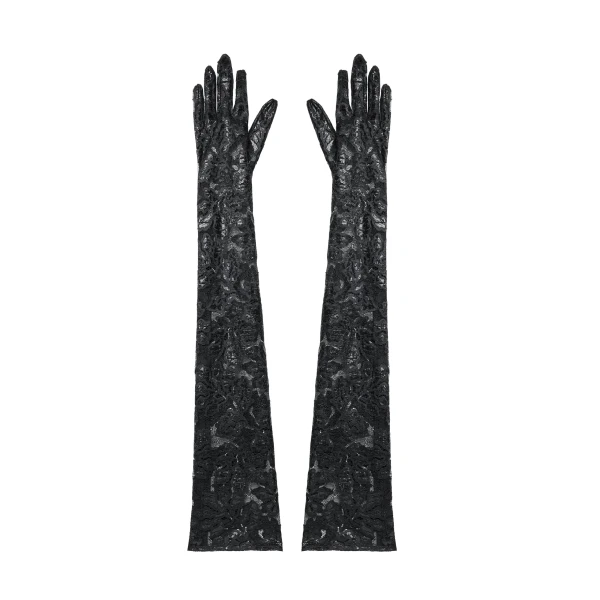 Safiyaa Long Gloves in Black Lace | Gloves | Coveti