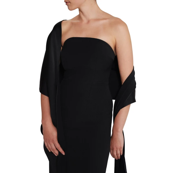 Safiyaa Long Shawl Scarf in Black | Scarves | Coveti
