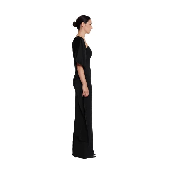 Safiyaa Long Shawl Scarf in Black | Scarves | Coveti