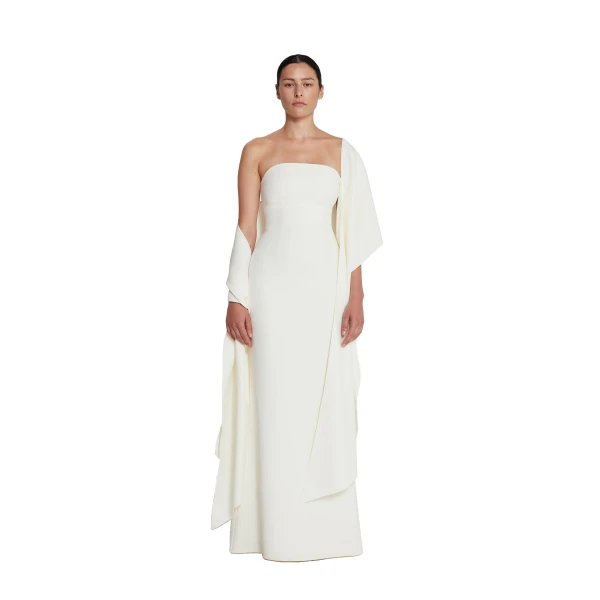 Safiyaa Long Shawl Scarf in Ivory | Scarves | Coveti