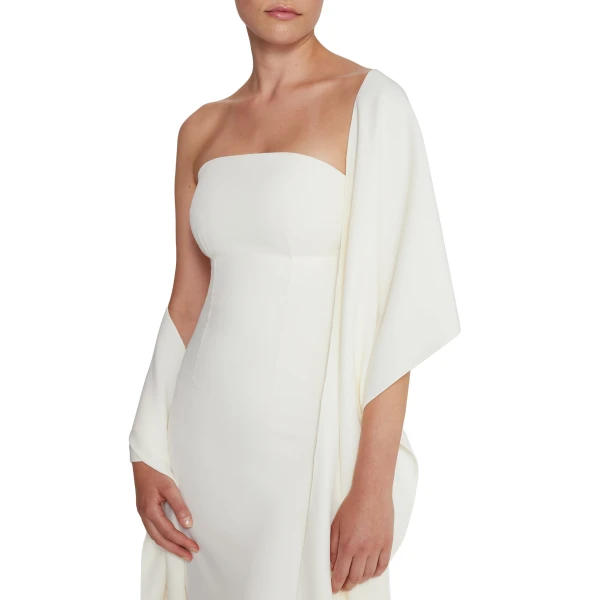 Safiyaa Long Shawl Scarf in Ivory | Scarves | Coveti