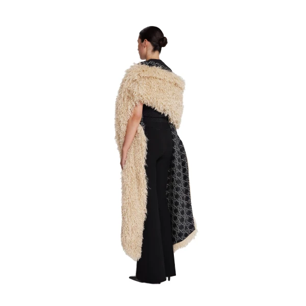 Safiyaa Long Shawl Scarf in Stone | Scarves | Coveti