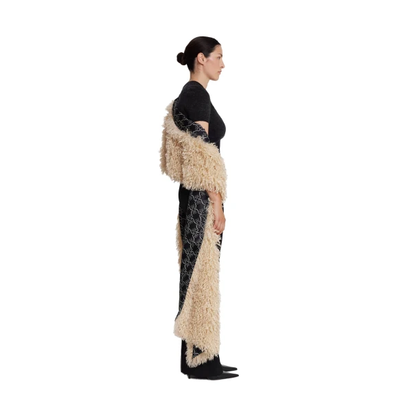 Safiyaa Long Shawl Scarf in Stone | Scarves | Coveti