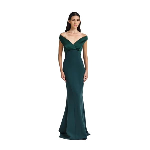 Safiyaa Merissa Long Dress in Darkest Spruce | Maxi Dresses | Coveti