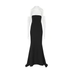 Safiyaa Roshana Long Dress in Ivory and Black | Maxi Dresses | Coveti