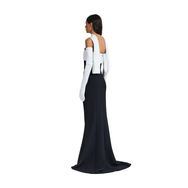Safiyaa Roshana Long Dress in Ivory and Black | Maxi Dresses | Coveti