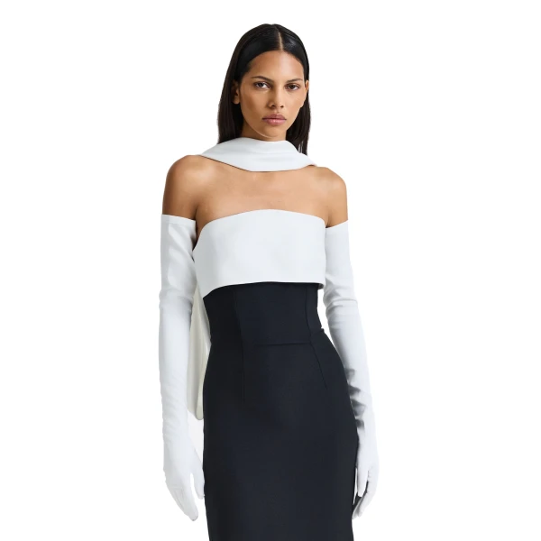 Safiyaa Roshana Long Dress in Ivory and Black | Maxi Dresses | Coveti