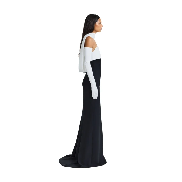 Safiyaa Roshana Long Dress in Ivory and Black | Maxi Dresses | Coveti