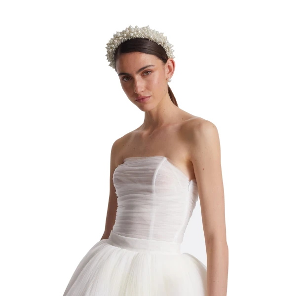Safiyaa Sarrah Pearl Headband | Hair Accessories | Coveti