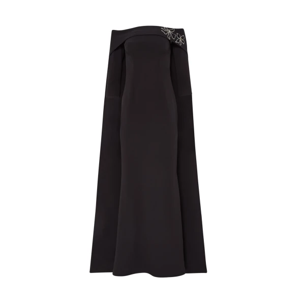 Soshin Long Dress in Black with Bellara Embroidered Harness