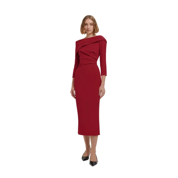 Safiyaa Vera Midi Dress in Rhubarb | Midi Dresses | Coveti