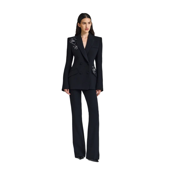 Safiyaa Wynnie Embroidered Jacket in Black | Jackets | Coveti