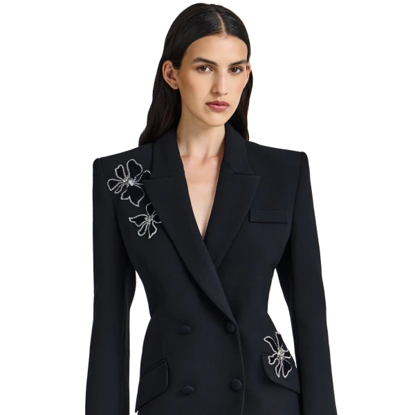 Safiyaa Wynnie Embroidered Jacket in Black | Jackets | Coveti