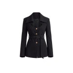 Saiid Kobeisy Belted Tailored Blazer in Jet Black