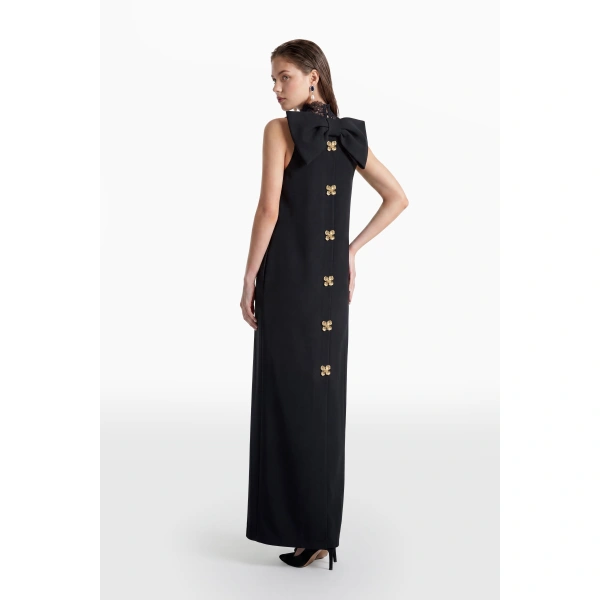 Saiid Kobeisy Bow-Back Maxi Dress in Jet Black, view 2