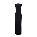 Saiid Kobeisy Bow-Back Maxi Dress in Jet Black