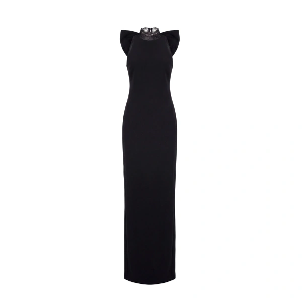 Bow-Back Maxi Dress in Jet Black
